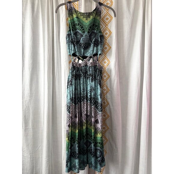 Mara Hoffman Lattice Cutout Midi Sundress (Size 2) High Neck Sleeveless Flowy - Picture 2 of 10
